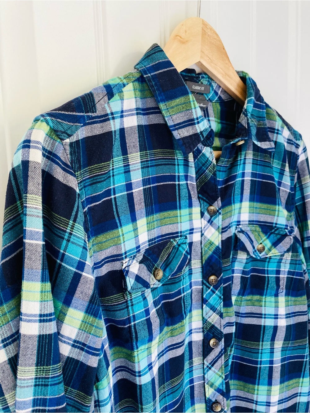Eddie Bauer 100% Cotton Flannel Button Down Plaid Shirt | M